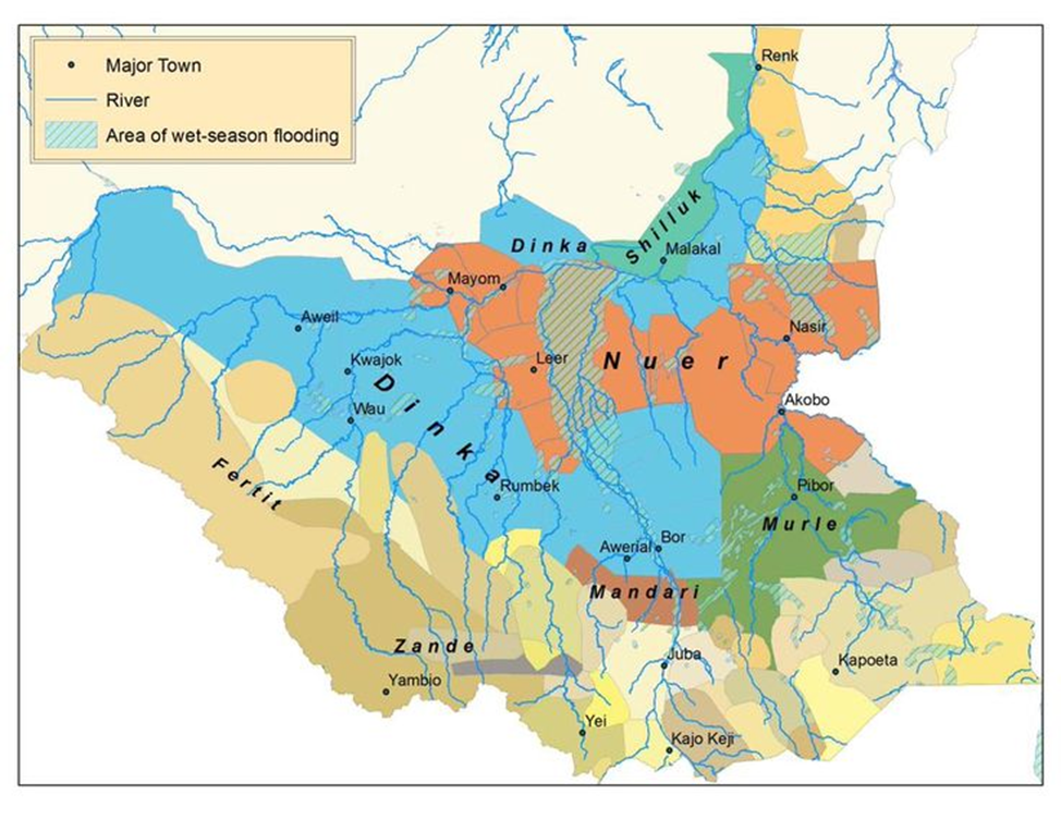 Этническая карта Южного Судана