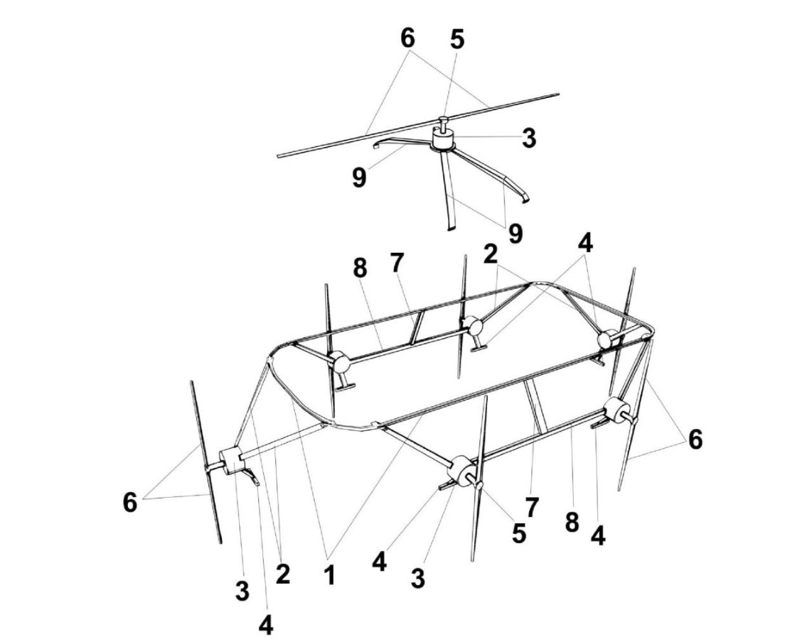 Каркас с пропеллерами для защиты от дронов