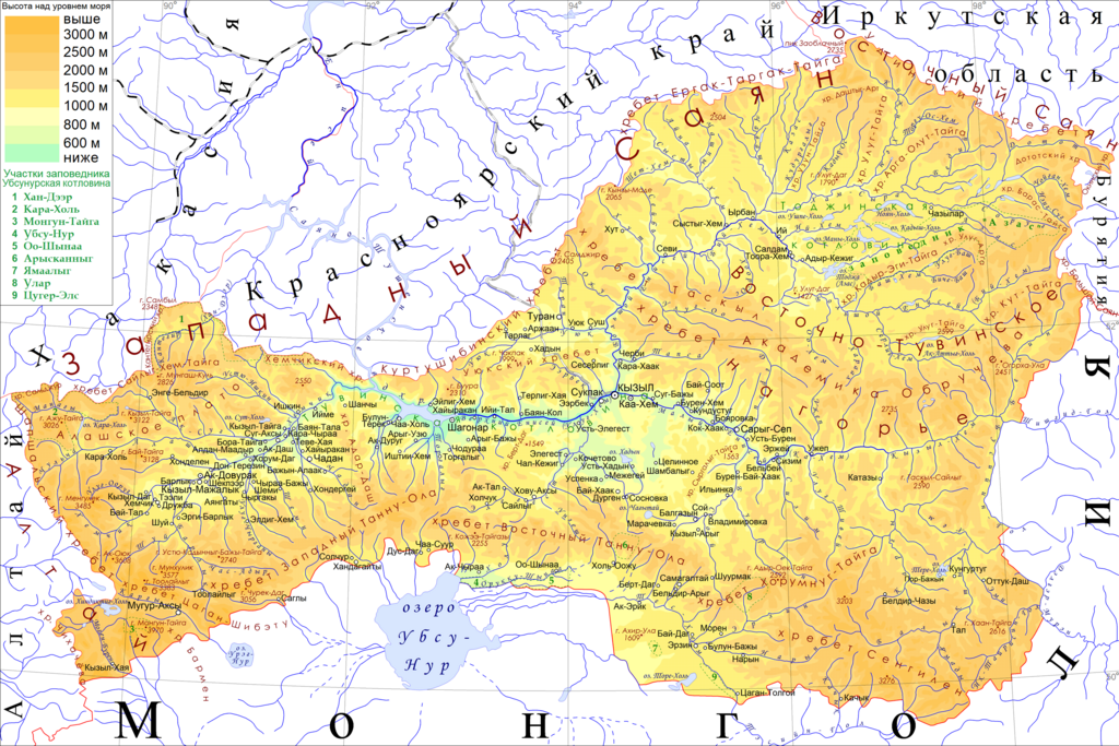 Карта Республики  Тыва. Источник изображения: сайт ru.wikipedia.org