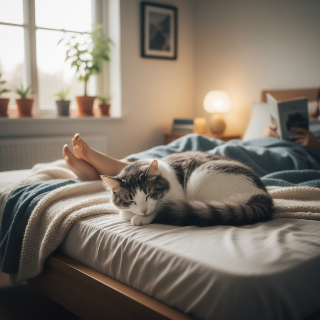 Зона доверия: почему коты выбирают разные части нашего тела для сна и что это значит для здоровья