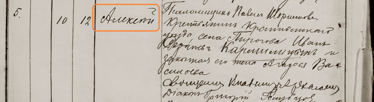 1912 год. Запись о рождении в метрической книге.