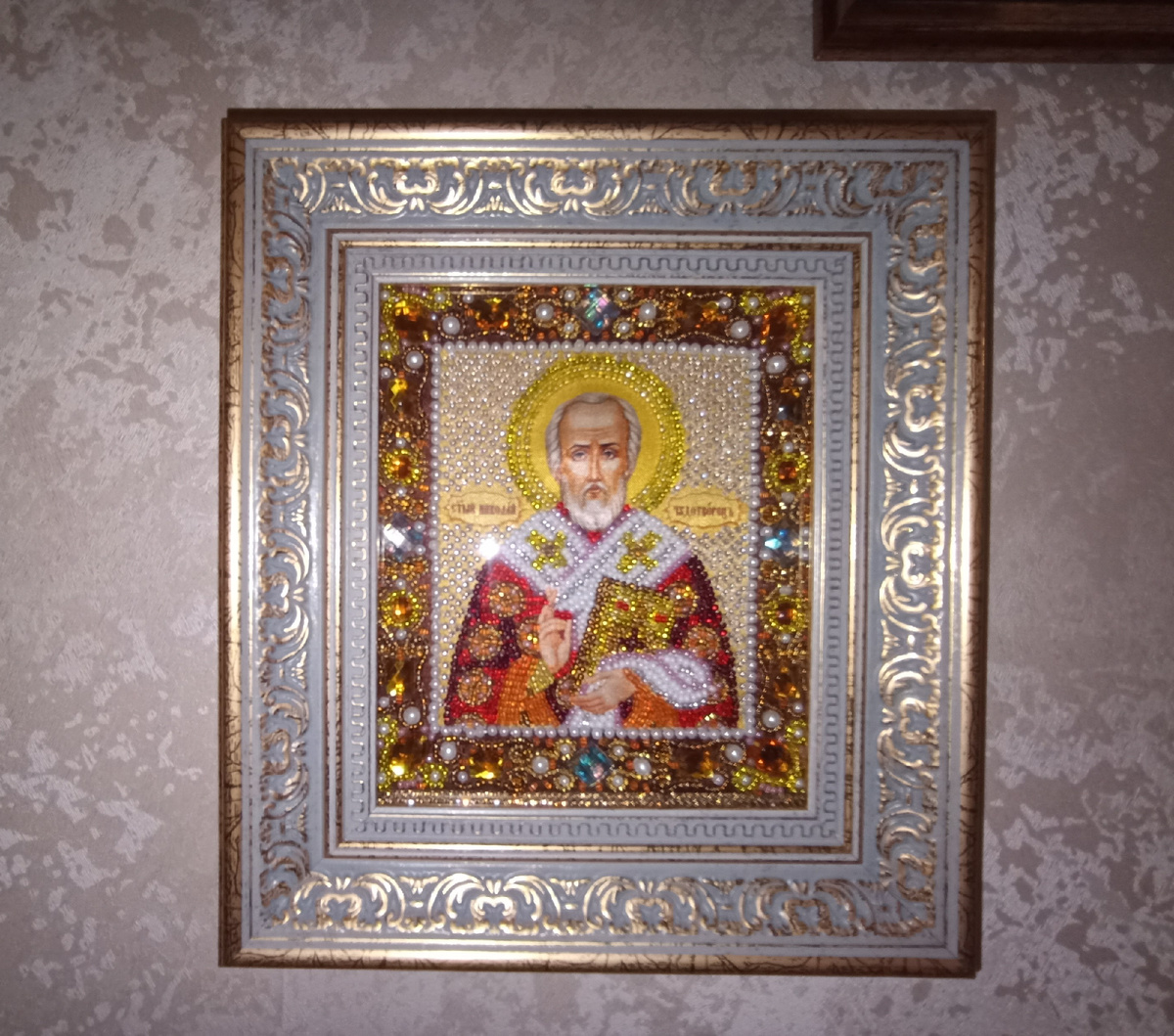 Моя бисерная вышивка образа Святого Николая Чудотворца
