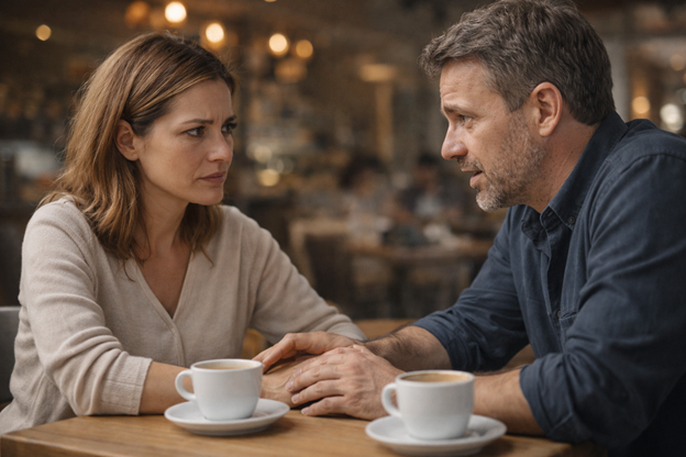 Света появилась ровно в семь. Вошла, огляделась. Увидела его, подошла. Села напротив. Они молча смотрели друг на друга.