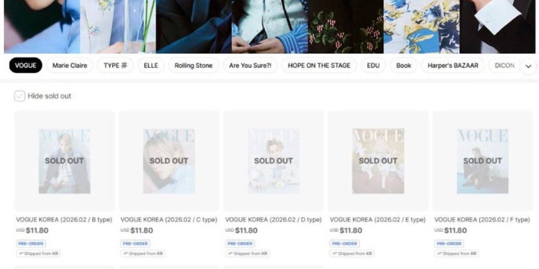 🍒 Все версии обложек февральского выпуска Vogue Korea с Чимином теперь распроданы на Weverse