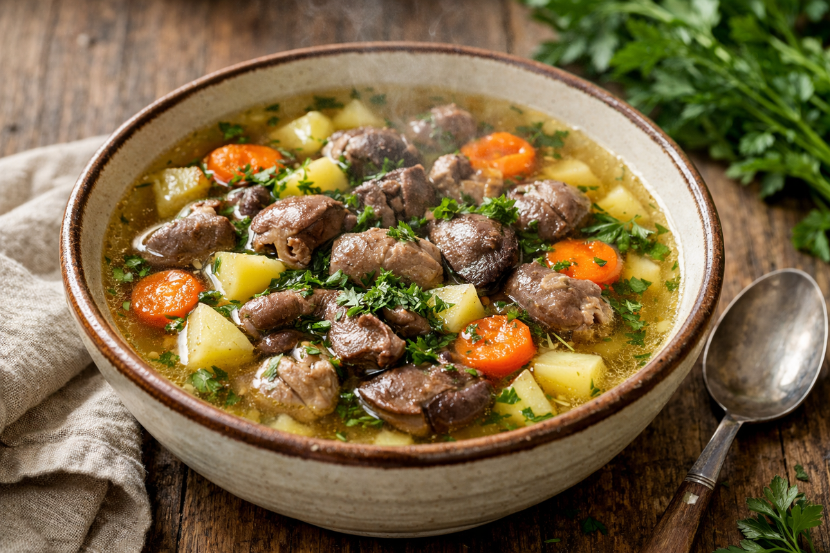 Суп с куриными потрахами 