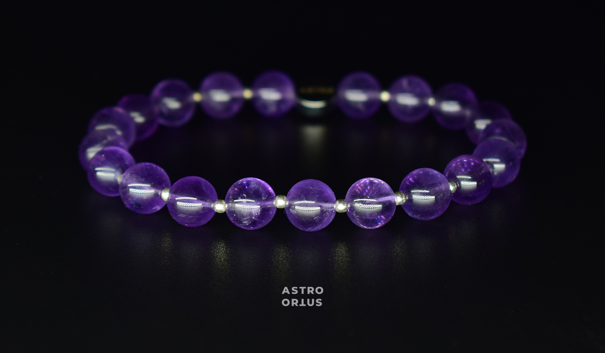 Браслет из аметиста с серебром ручной работы от Астро Ортус