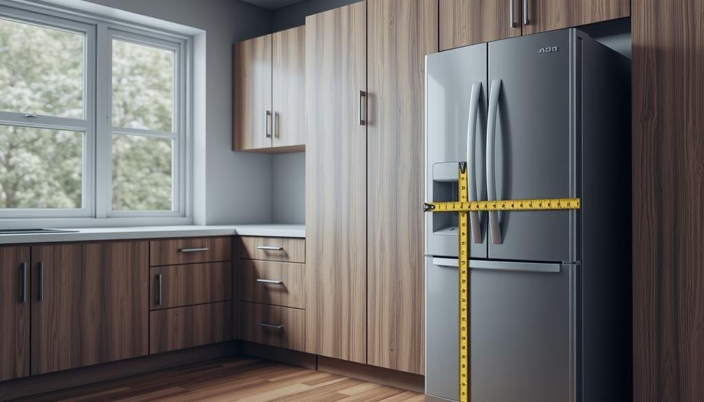    Изображение с размерами холодильника.