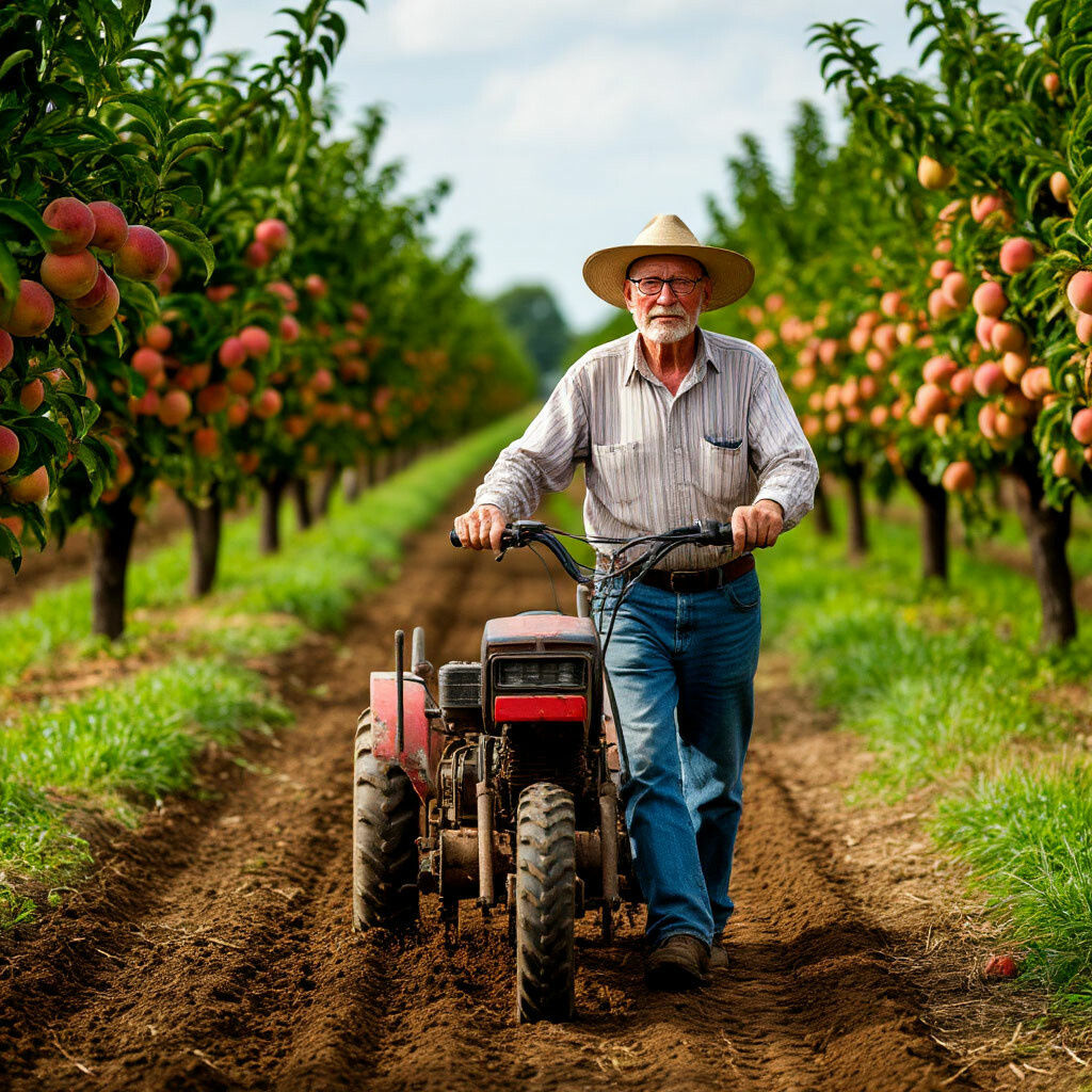 ИИ постарался на славу. Велосипедный руль мило интегрирован в таз фермера.