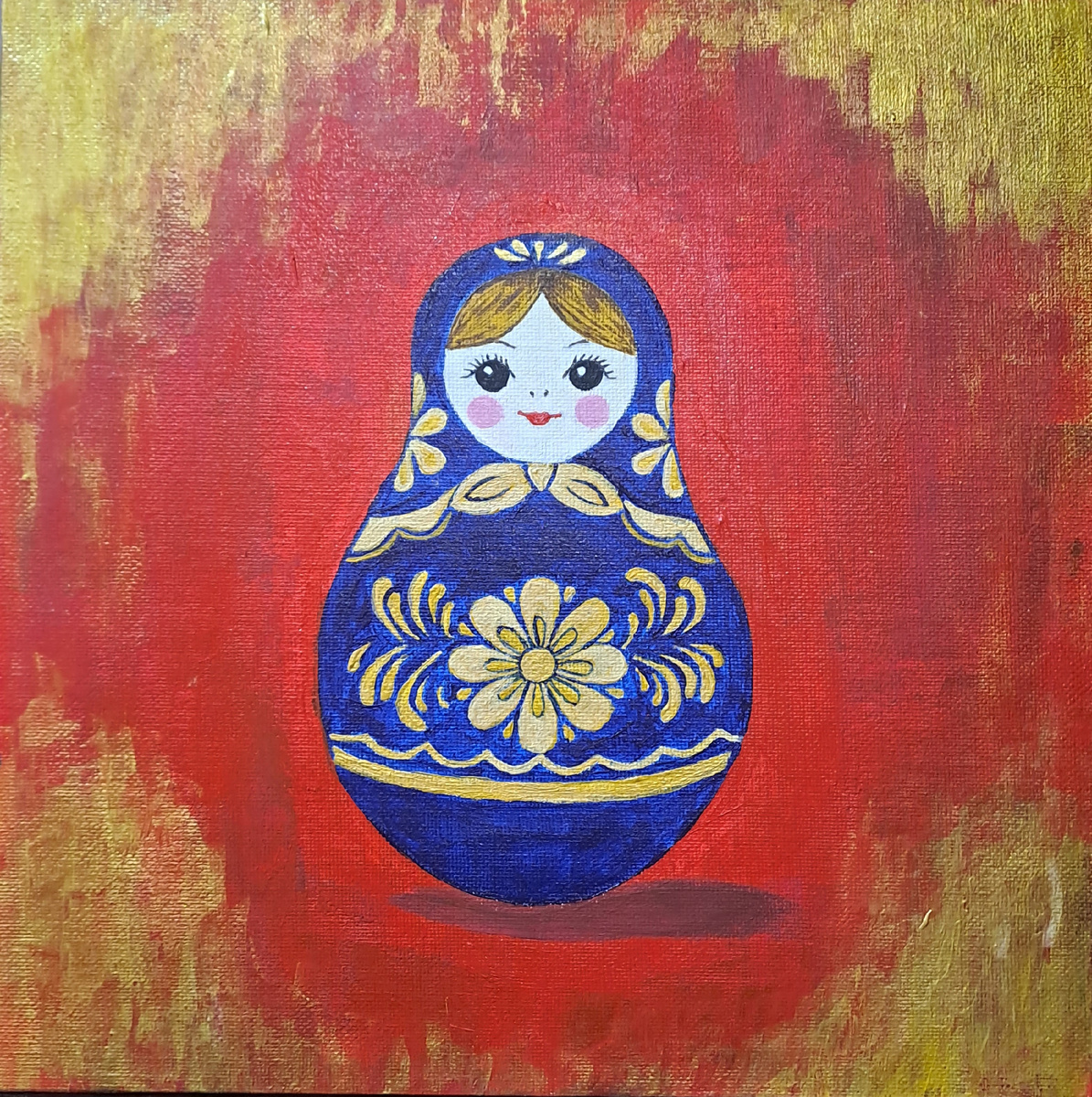 Фотография автора, "Матрёшка "холст на картоне 25×25
