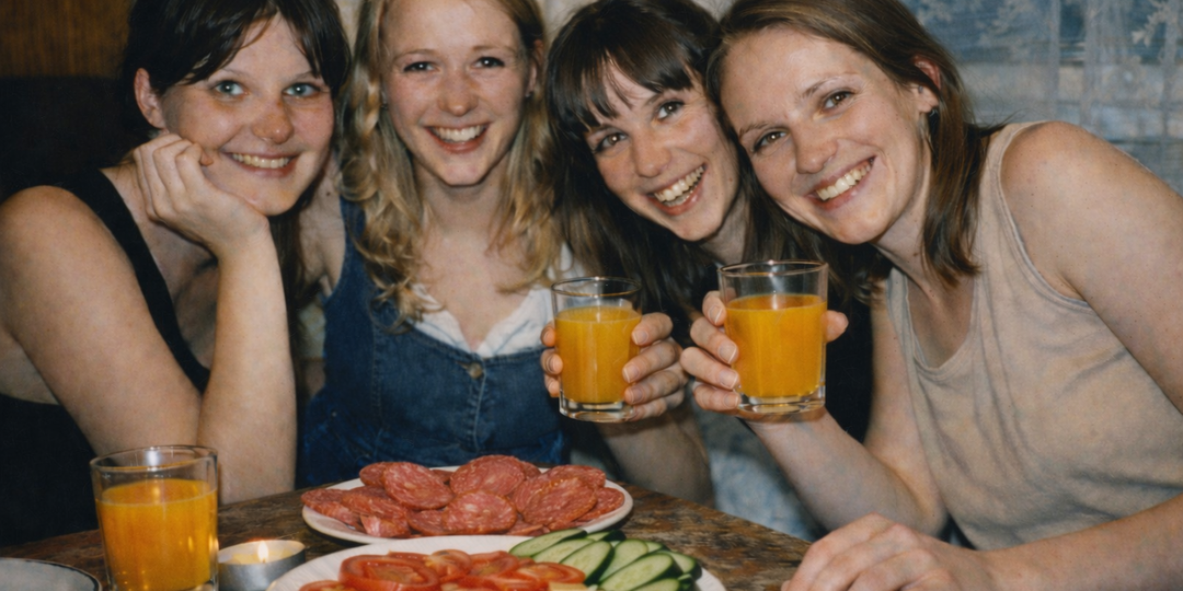 Все пишут – в нулевые жили богато. Мой девичник в нулевые: два помидора на семерых