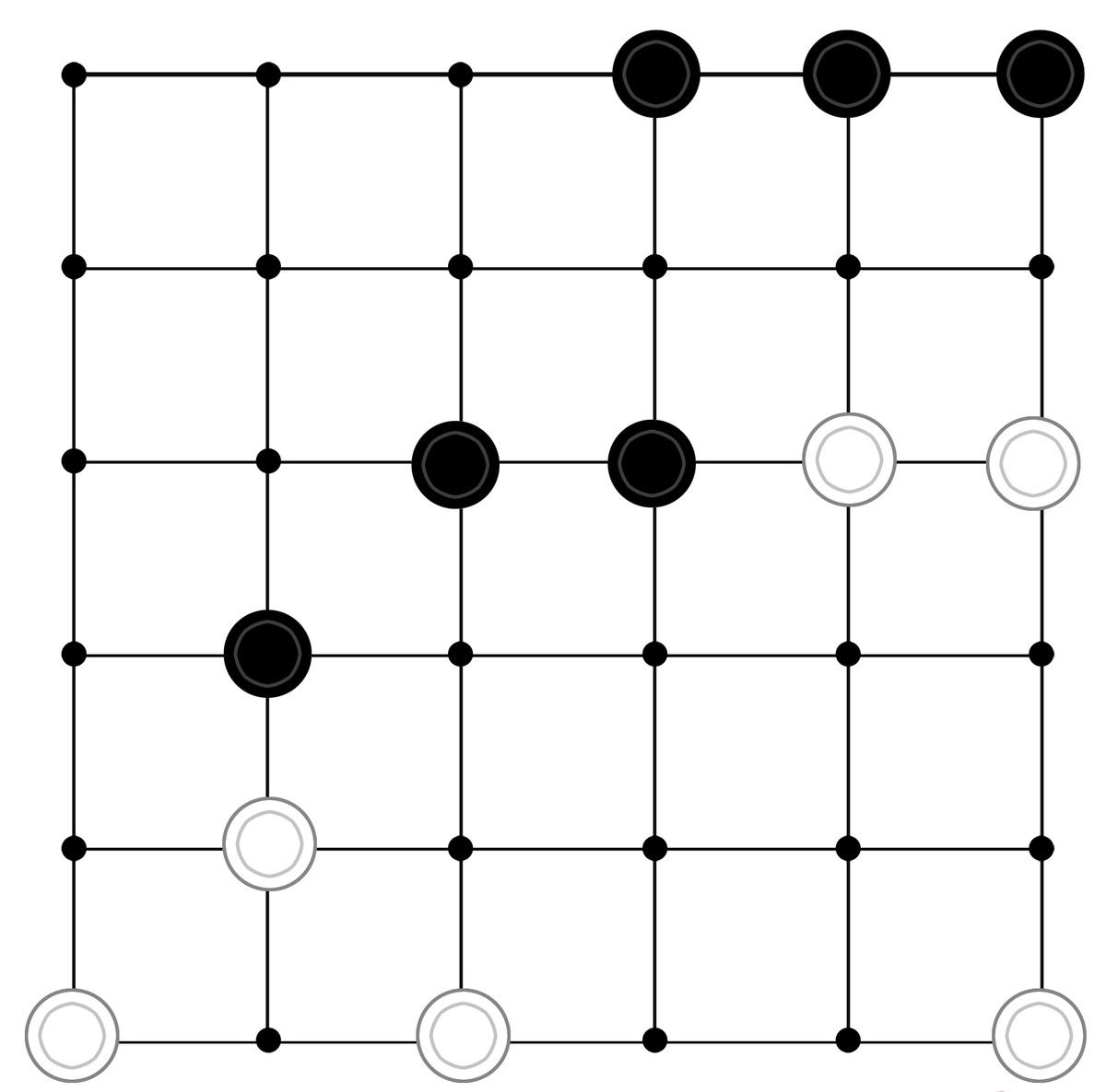 Пример расстановки шашек после нескольких ходов