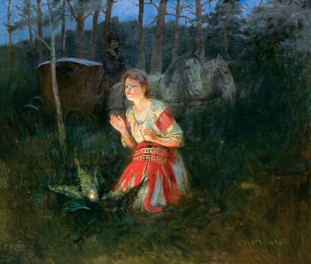 «Цветок папоротника» Антоний Пиотровский, 1910. Ссылка на изображение; https://yavarda.ru/images/artmir/sub_72450.jpg