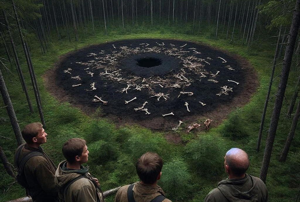 "Мой отец приводил меня к поляне в 1926 или 1927 году. Подходить близко к месту он мне не разрешал, но сквозь деревья было видно, что деревья вблизи поляны обуглены, саму поляну устилали кости и черепа. Отец сказал, что сюда что-то упало с неба, оно находится под землей и раньше здесь была дыра. Потом дыру занесло ветками, травой... Это произошло лет десять назад, но еще несколько лет скот и звери проваливались, а потом они уже оставались на поляне и никуда не пропадали".