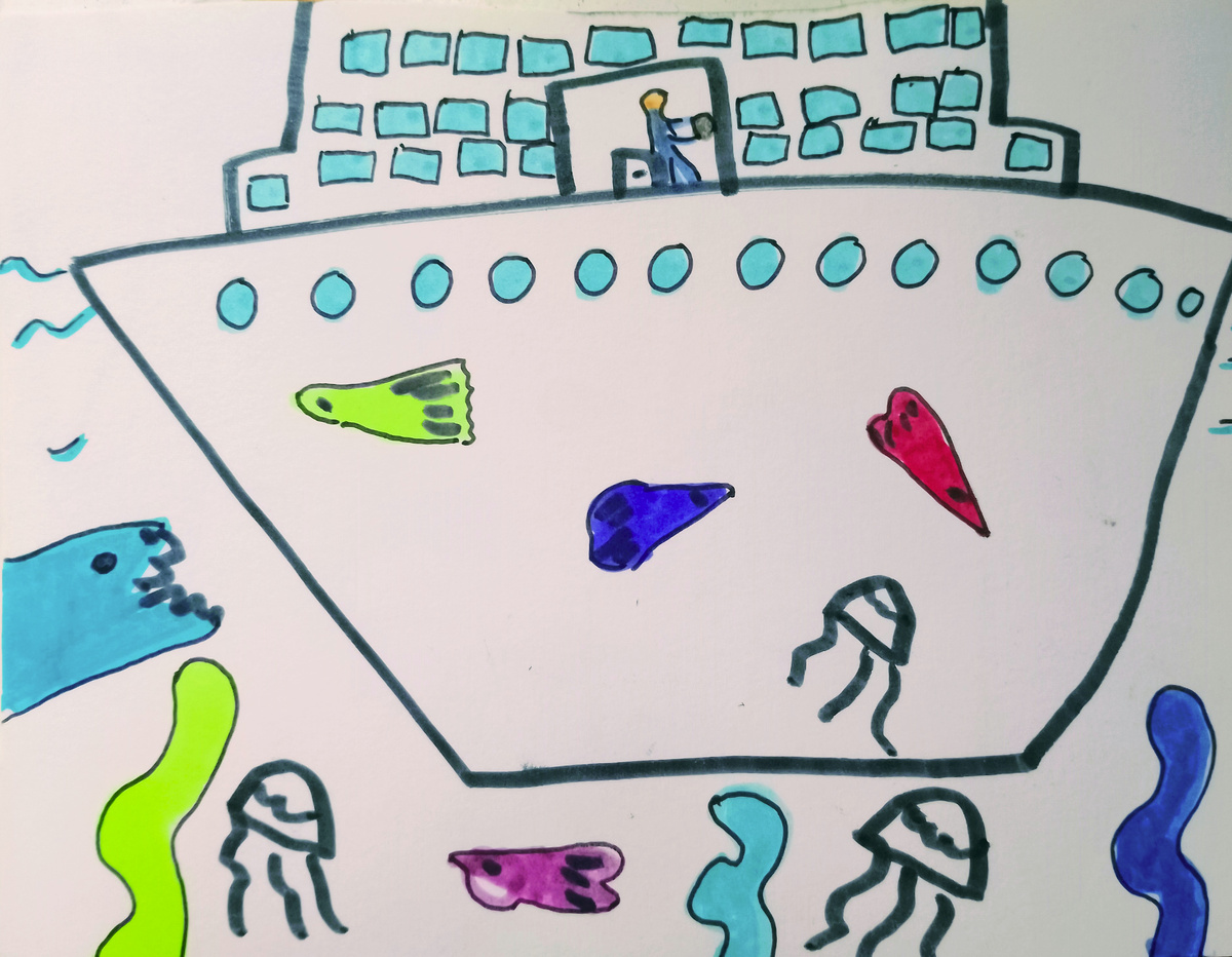 "Титаник". Пока на плаву. Рисунок Лидии.