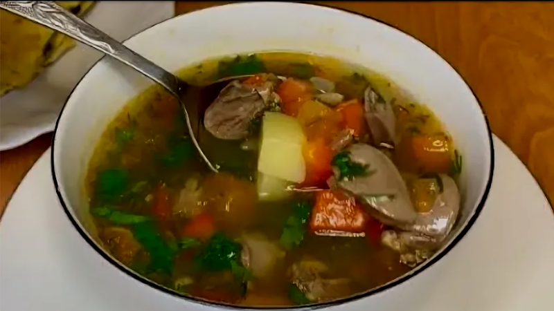 Суп из куриных сердечек