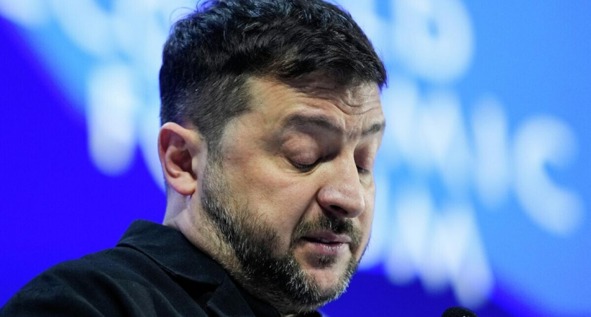    Владимир Зеленский выступает на Всемирном экономическом форуме в Давосе | © AP Photo / Markus Schreiber