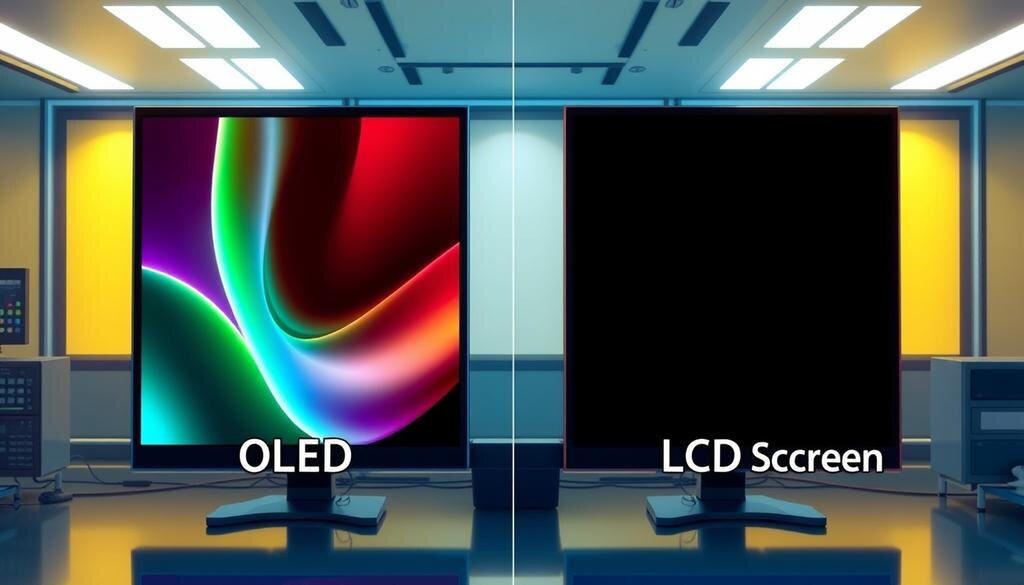    Иллюстрация сравнения качества экранов смартфонов.