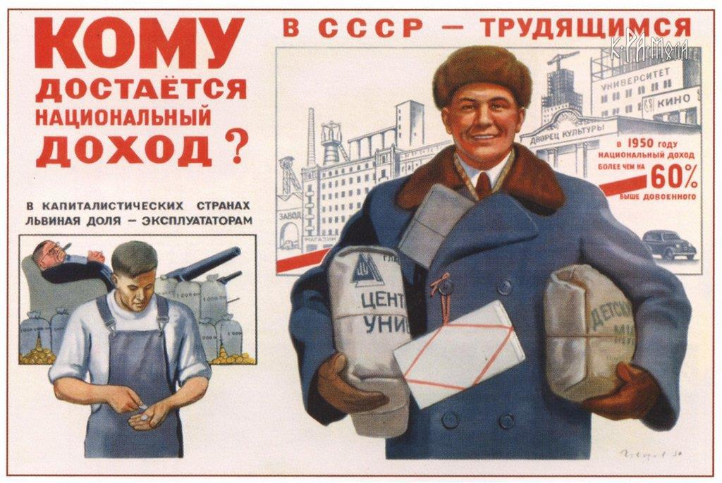 Плакат «Кому достаётся национальный доход?»,1950 г. Виктор Говорков