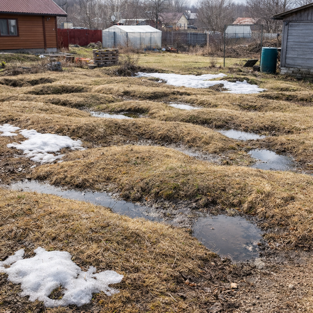 Поверхность участка идет волнами