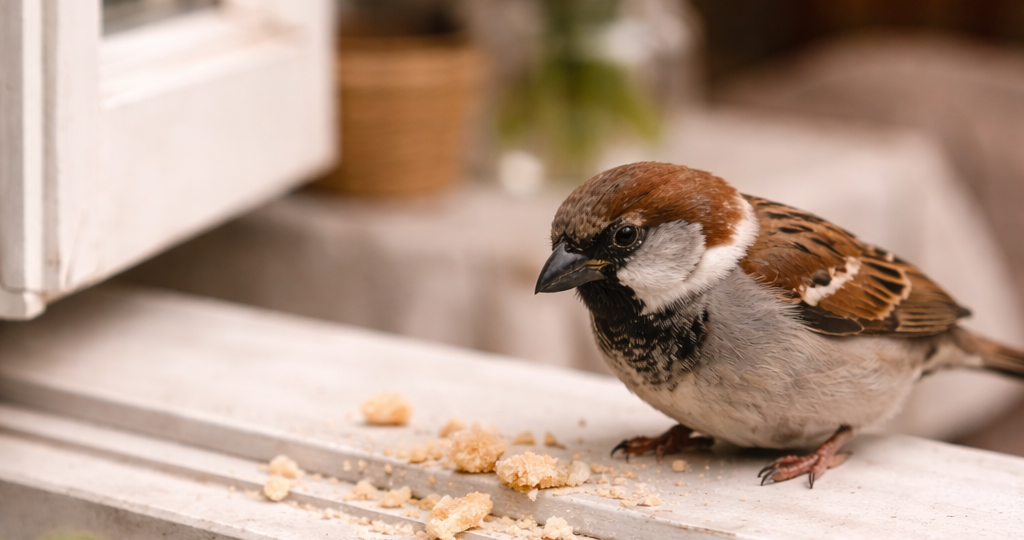 Утренний гость на подоконнике