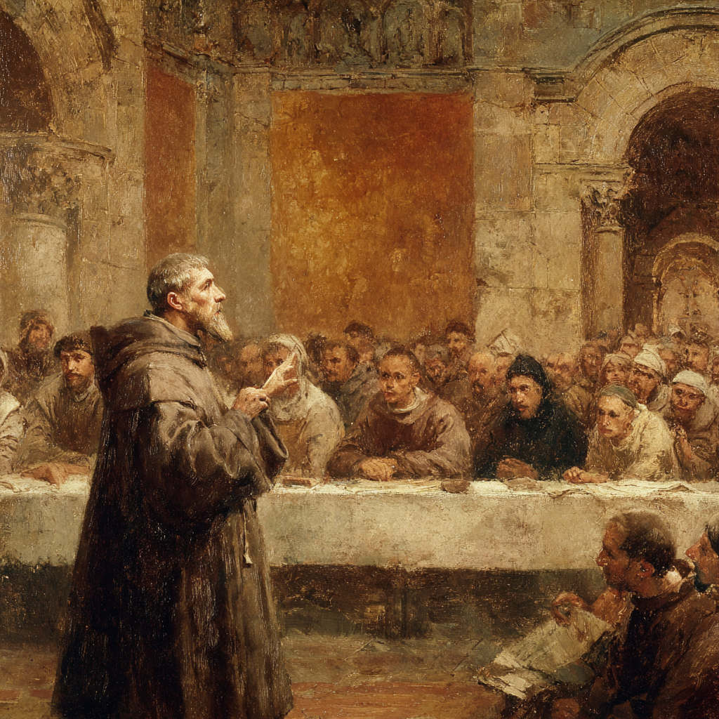 Аббат Сугерий проповедует в поддержку крестового похода. Этот мужчина был кем-то вроде кардинала Ришельё для своей эпохи.