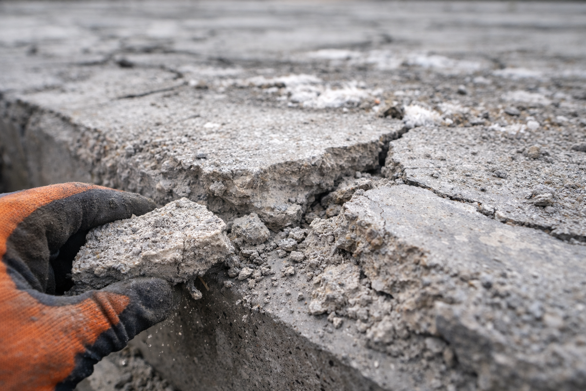 Поврежденная структура бетона