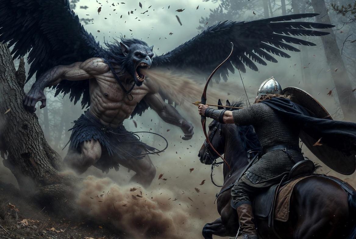 бой Ильи Муромца с Соловьем-Разбойником в представлении нейросети