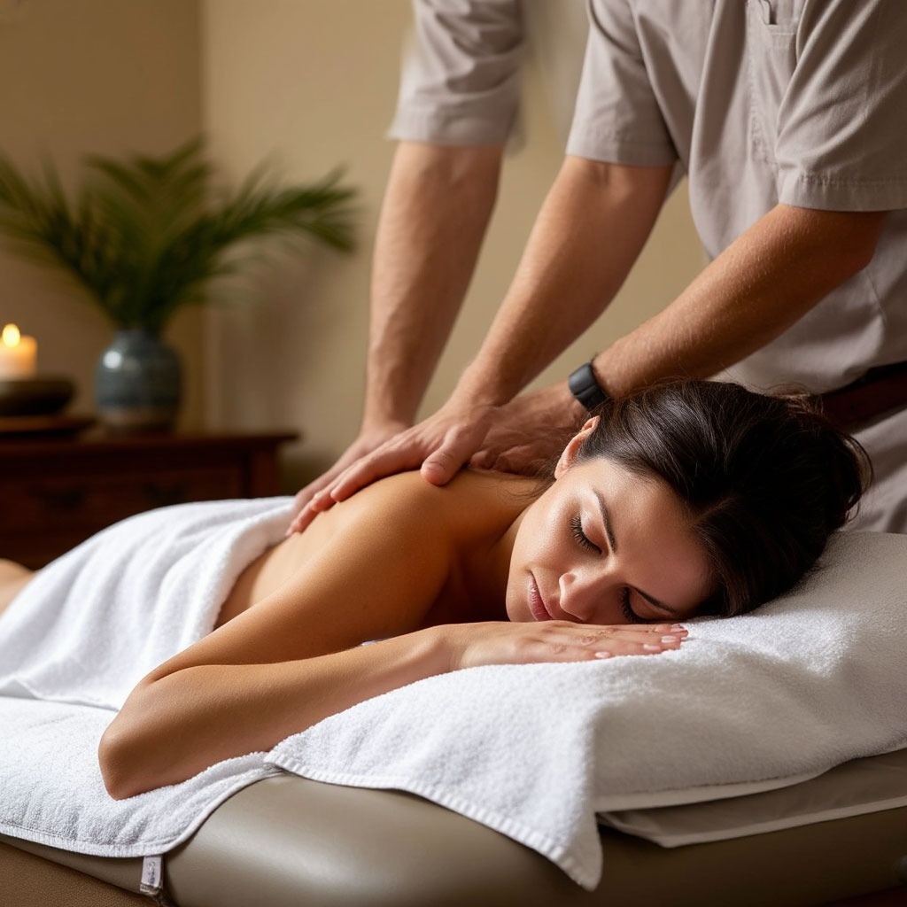 Массажист делает массаж. Девушке хорошо. Она скинула проблемы. Чувак, ты попал! Обращайтесь пока не поздно или меняйте профессию.