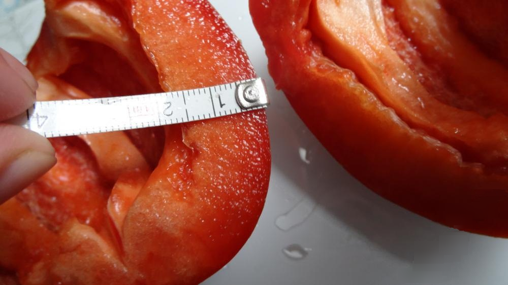 Вау! Толщина стенки перца 23 мм. Толще стенки у спелого перца ещё не разу не видел.