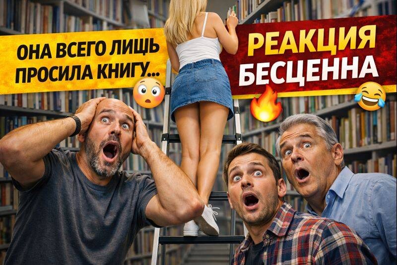 📖😅 Обычная библиотека… пока она не залезла на стремянку