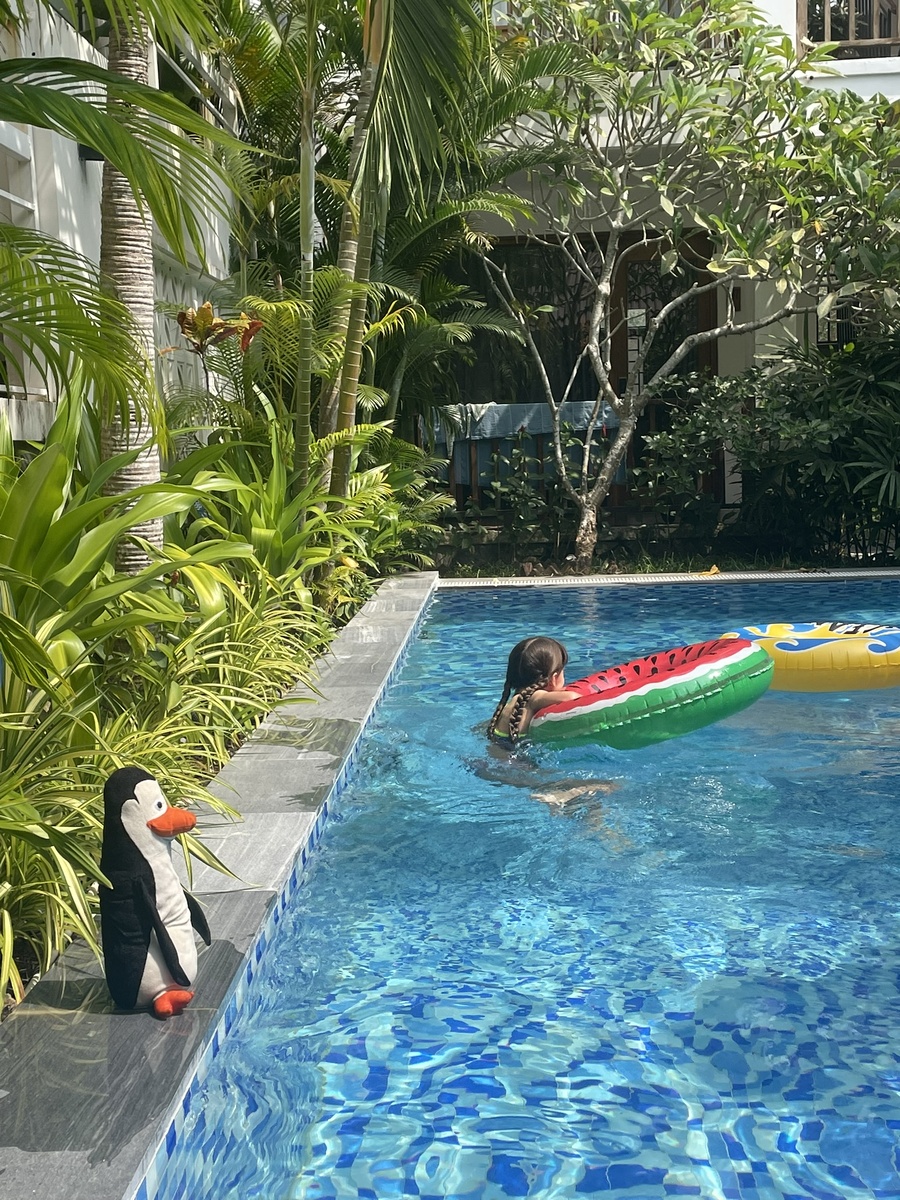 Это пингвин Ковальский и ему можно позавидовать. Он был в Каппадокии в Турции и наблюдал за воздушными шарами в небе. Проехал всю Карелию и Кольский полуостров до крайней северо-западной точки России - дальше только Северный полюс. Был почти в самой южной точке России в Дагестане и на Эльбрусе)) А тут греется под лучами жаркого Вьетнамского солнца. Красавчик! Его жизнь удалась.