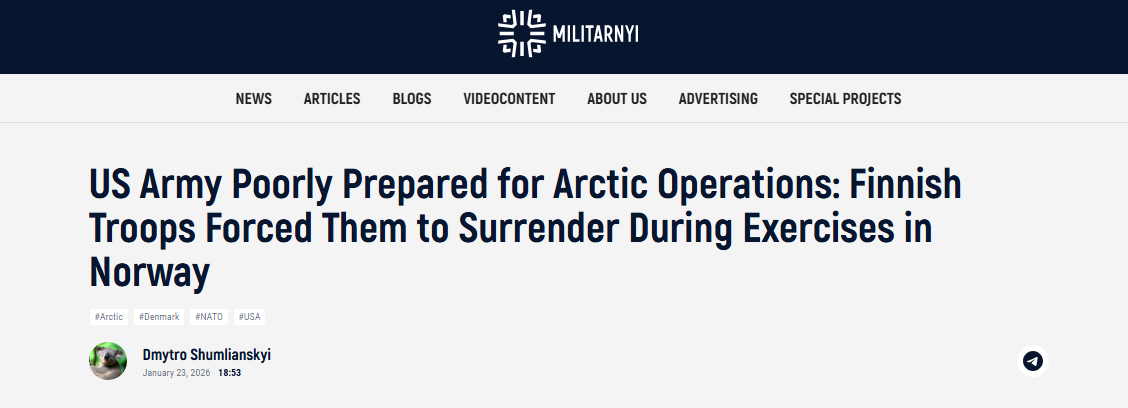 Американская армия плохо подготовлена ​​к операциям в Арктике: финские войска вынудили их сдаться во время учений в Норвегии.