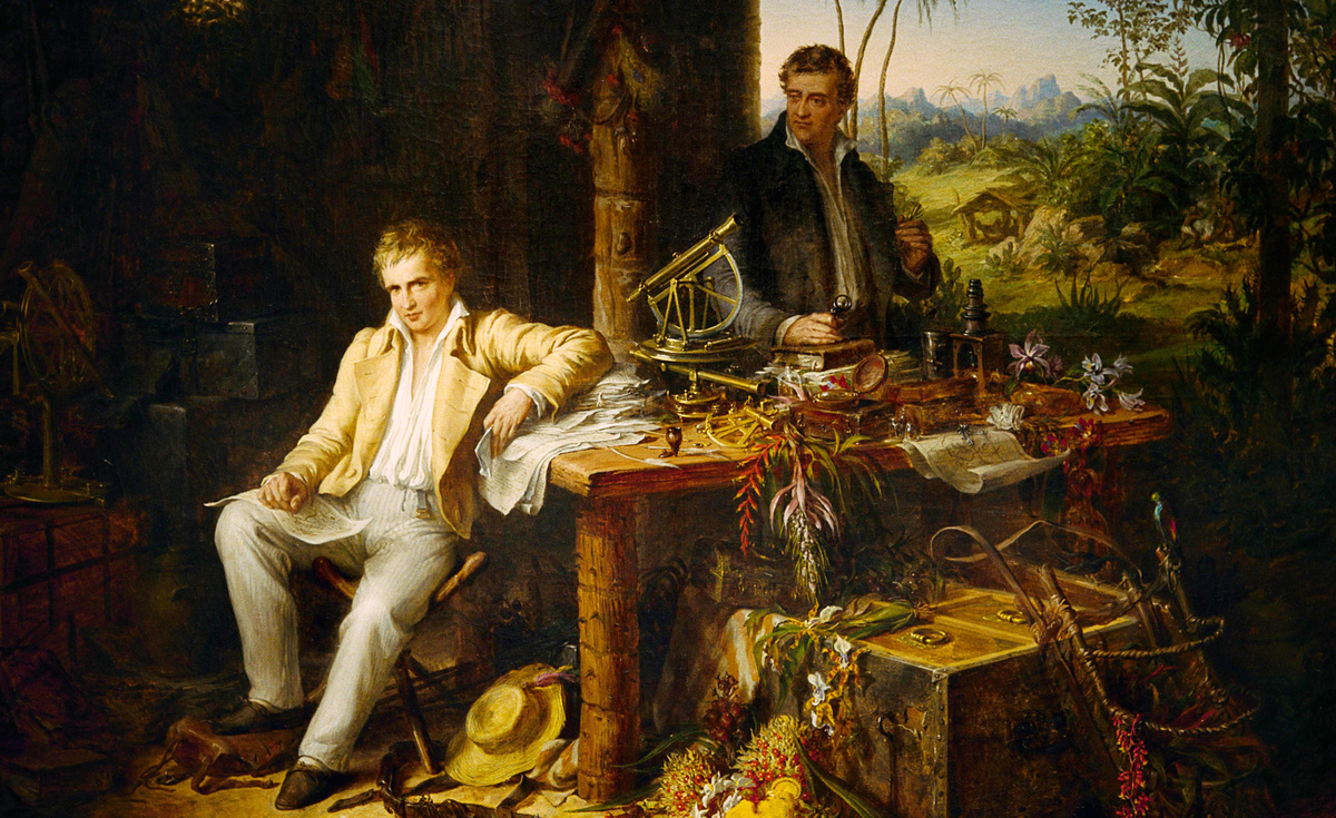 Гумбольдт и Бонплан в амазонских джунглях. Картина Эдуарда Эндера. 1850. Бранденбургская Академия наук, Берлин.