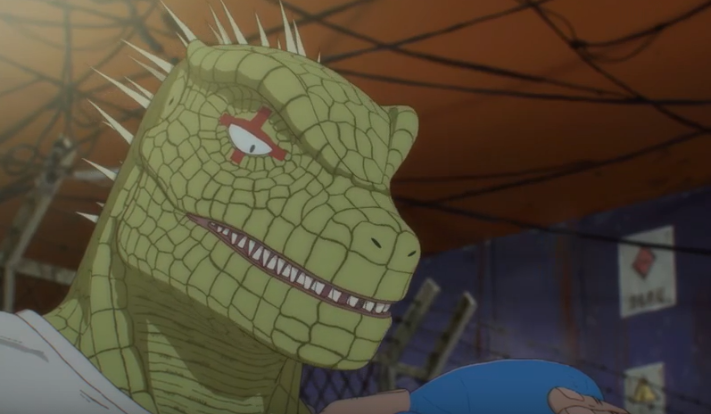 Кадр из аниме «Дорохедоро» (Dorohedoro), 1-й сезон, 3-я серия. Студия: MAPPA, 2020.