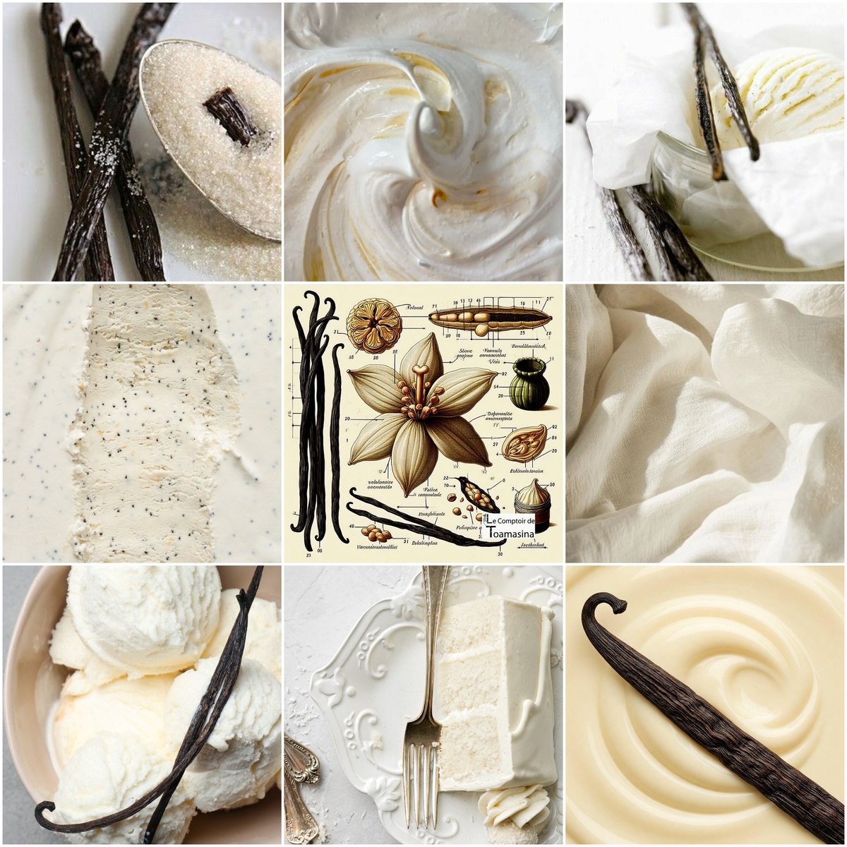 1. Съедобные оттенки белого и ваниль. Иллюстрации из открытых источников, коллажи авторские.