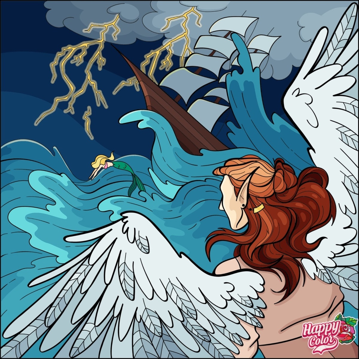 Крылатых называют авариэли. Хрупкие существа, за чьими крыльями охотятся местные люди, маги и великаны, а потому они доверяют только другим крылатым. Ну и русалкам, как видно, тоже. Так и не узнала, как называется их мир.