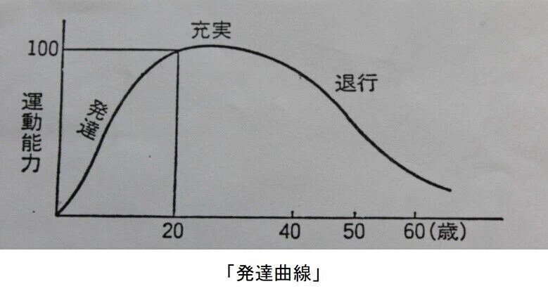 «Кривая развития» х: возраст, y: способноси 1) развитие 2) пик 3) угасание