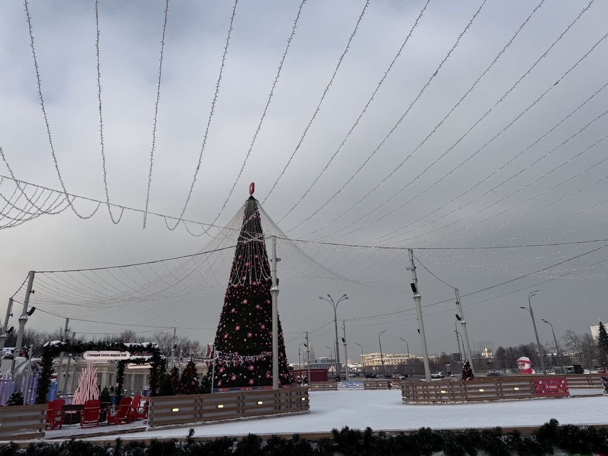 Каток перед аркой парка Горького 2026. Фото автора заметки