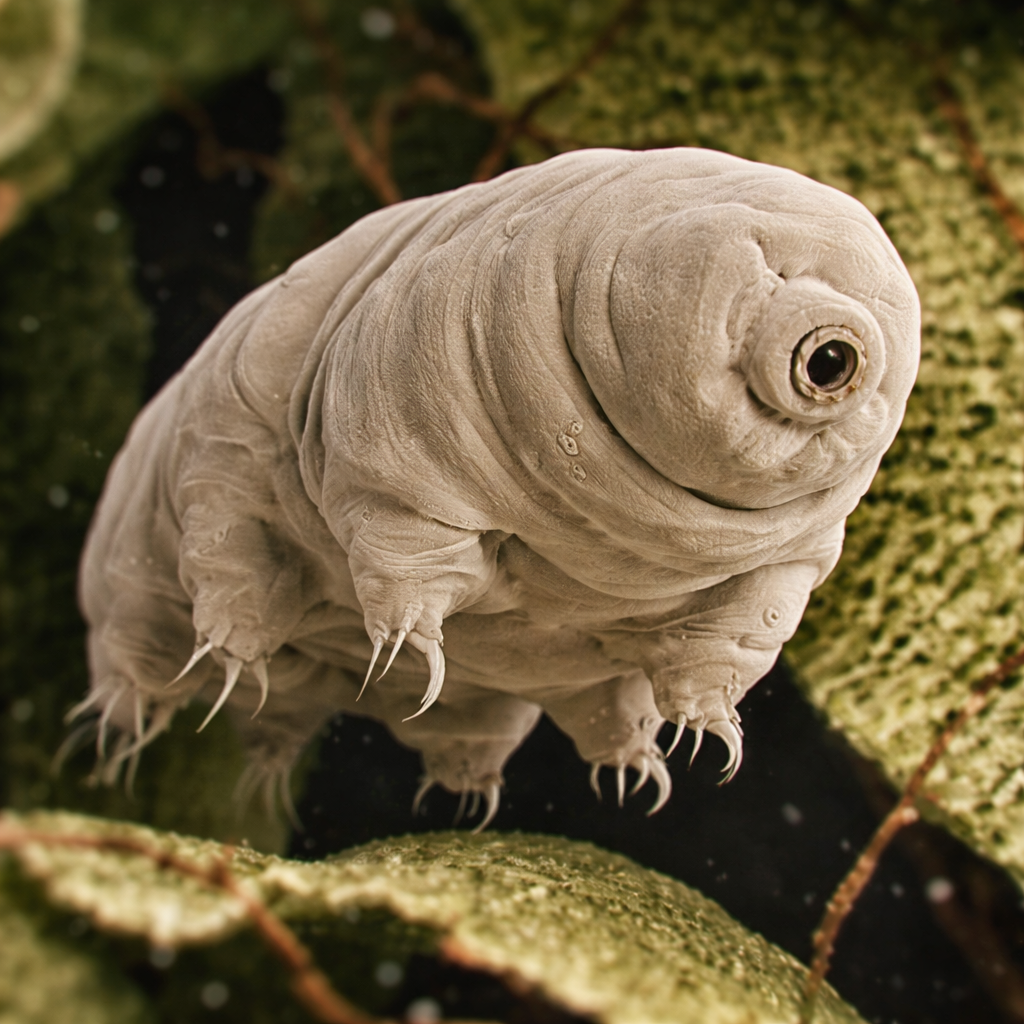 Тихоходка под микроскопом крупный план