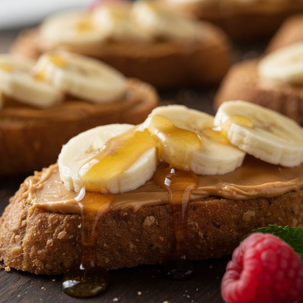 Тосты с Арахисовой Пастой, Бананом и Мёдом