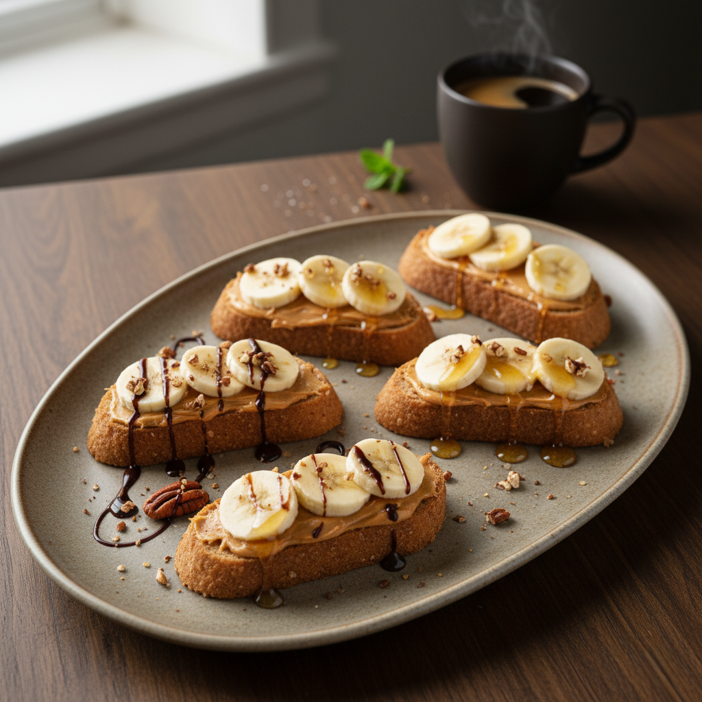 Тосты с Арахисовой Пастой, Бананом и Мёдом