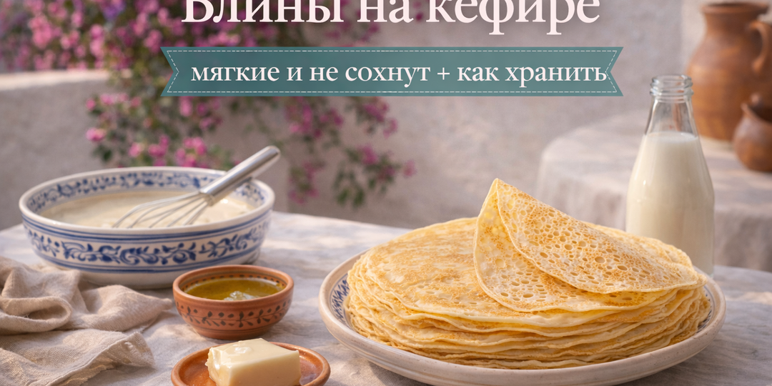 Блины на кефире: мягкие, нежные и не сохнут (плюс: как хранить стопку, чтобы были как свежие)