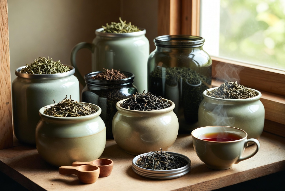 Хранение чая в специальных банках 