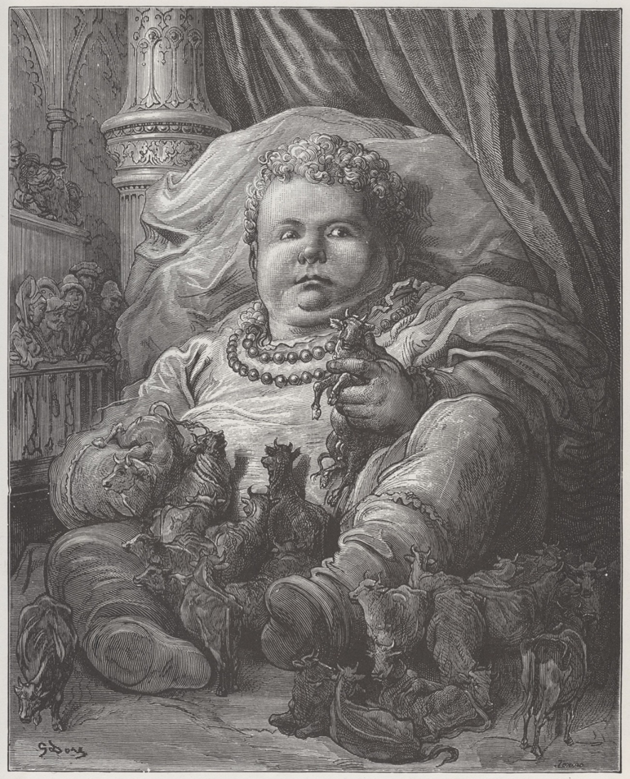 Гюстав Доре. Пантагрюэль в детстве. Книга II, глава 4.