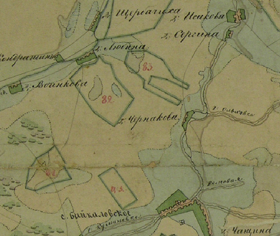 Фрагмент Плана Генерального Межевания Екатерины II.