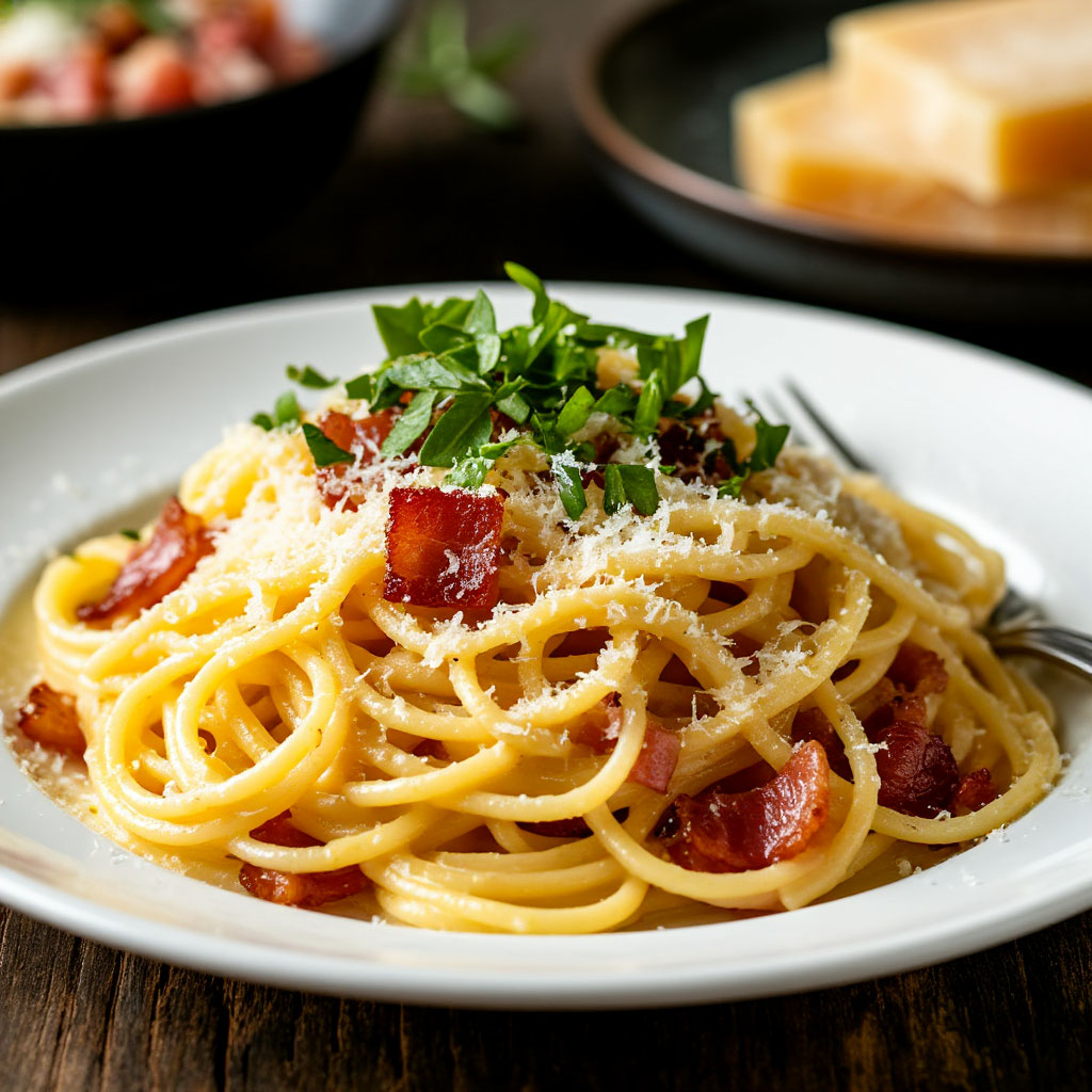 Паста «Карбонара» с Пекорино Романо и Панчеттой