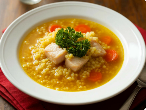 Рыбный суп с пшеном