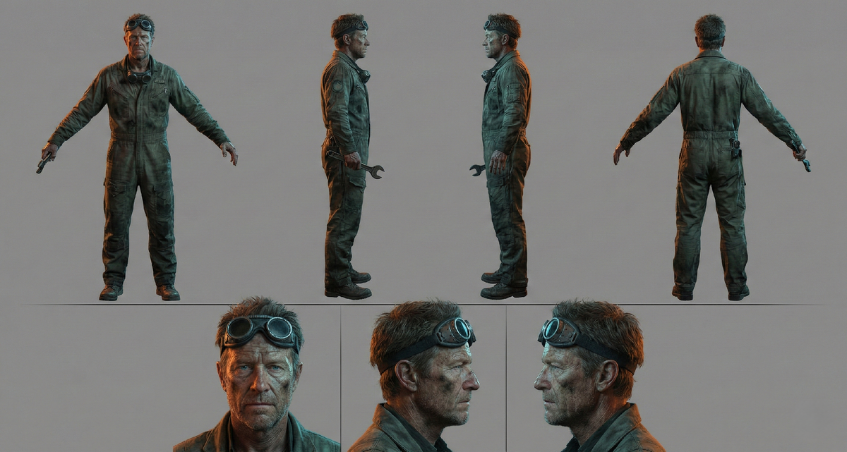 Пример профессионального листа персонажа (Character Reference Sheet) для генерации стабильного видео