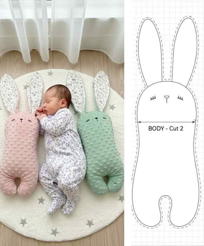 Источник выкройки игрушки подушки зайки https://ru.pinterest.com
