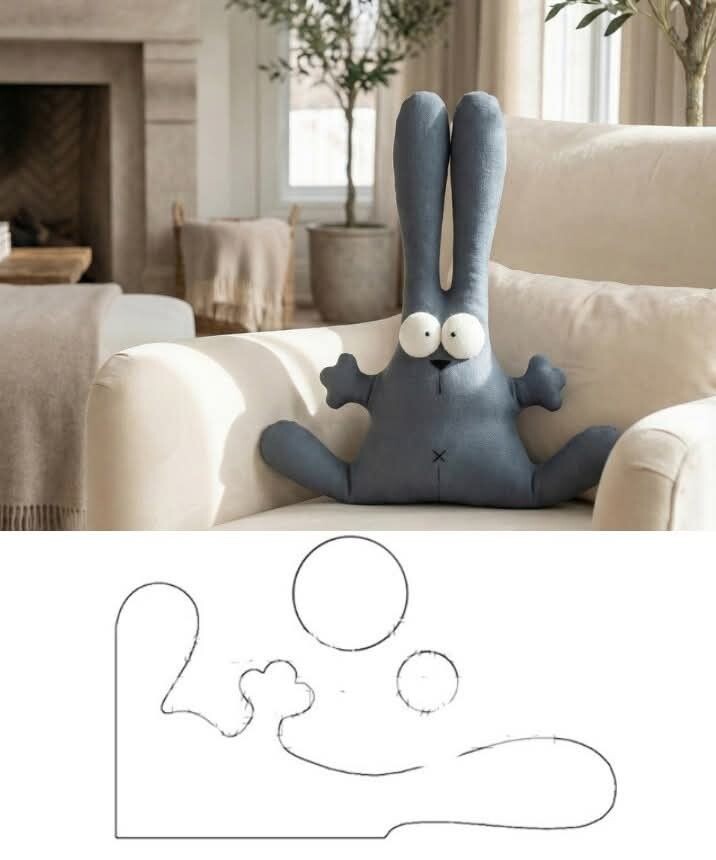 Источник выкройки игрушки подушки зайки https://ru.pinterest.com
